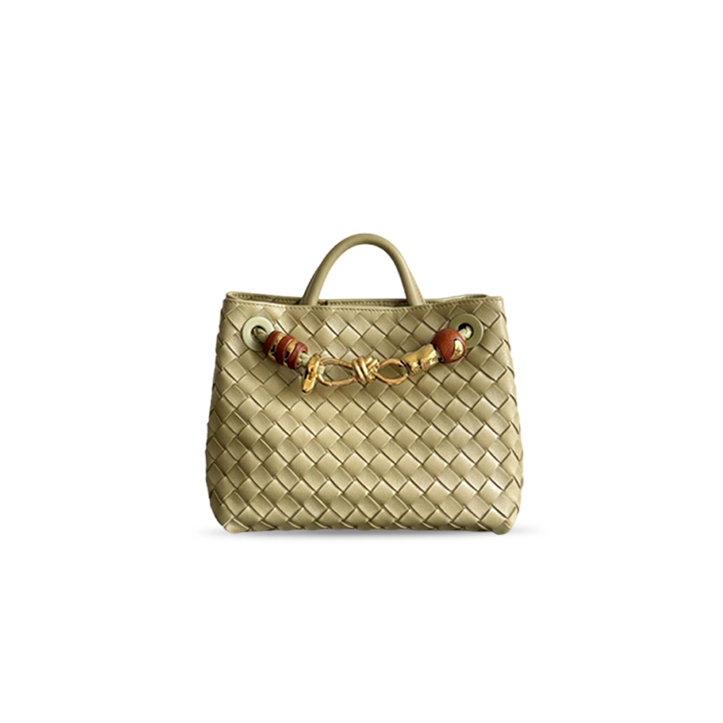 BOTTEGA VENETA SMALL ANDIAMO TRAVERTINE GREEN BAG 743568 (25*22*10.5cm)